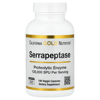 California Gold Nutrition, Serrapeptase, Proteolytic Enzyme, 120,000 SPUs, 180 Veggie Capsules