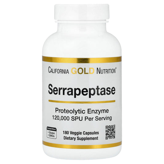 California Gold Nutrition, Serrapeptase, Proteolytic Enzyme, 120,000 SPUs, 180 Veggie Capsules