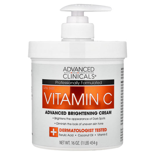 Advanced Clinicals, Vitamin C, Advanced Brightening Cream, 16 oz (454 g)
