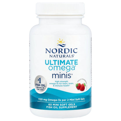 Nordic Naturals, Ultimate Omega® Minis, Strawberry, 60 Mini Soft Gels (560 mg per Soft Gel)