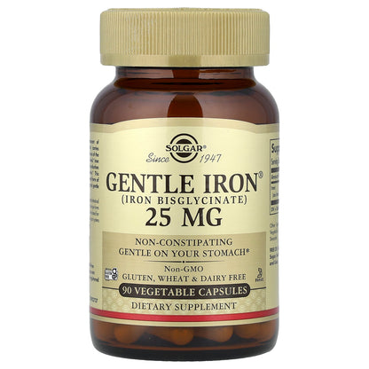 Solgar, Gentle Iron®, 25 mg, 90 Vegetable Capsules