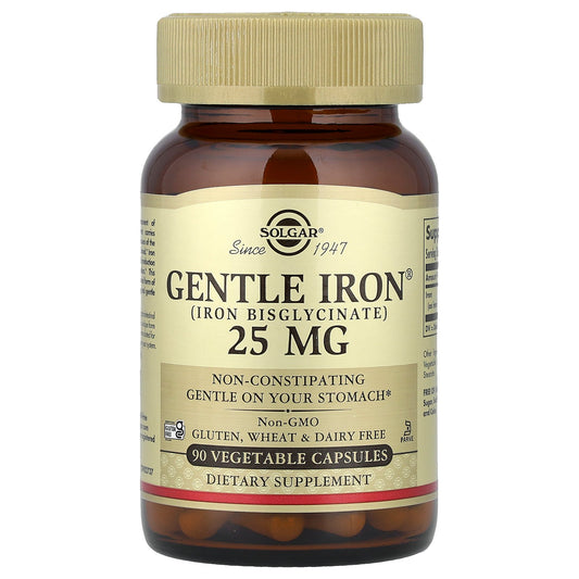 Solgar, Gentle Iron®, 25 mg, 90 Vegetable Capsules