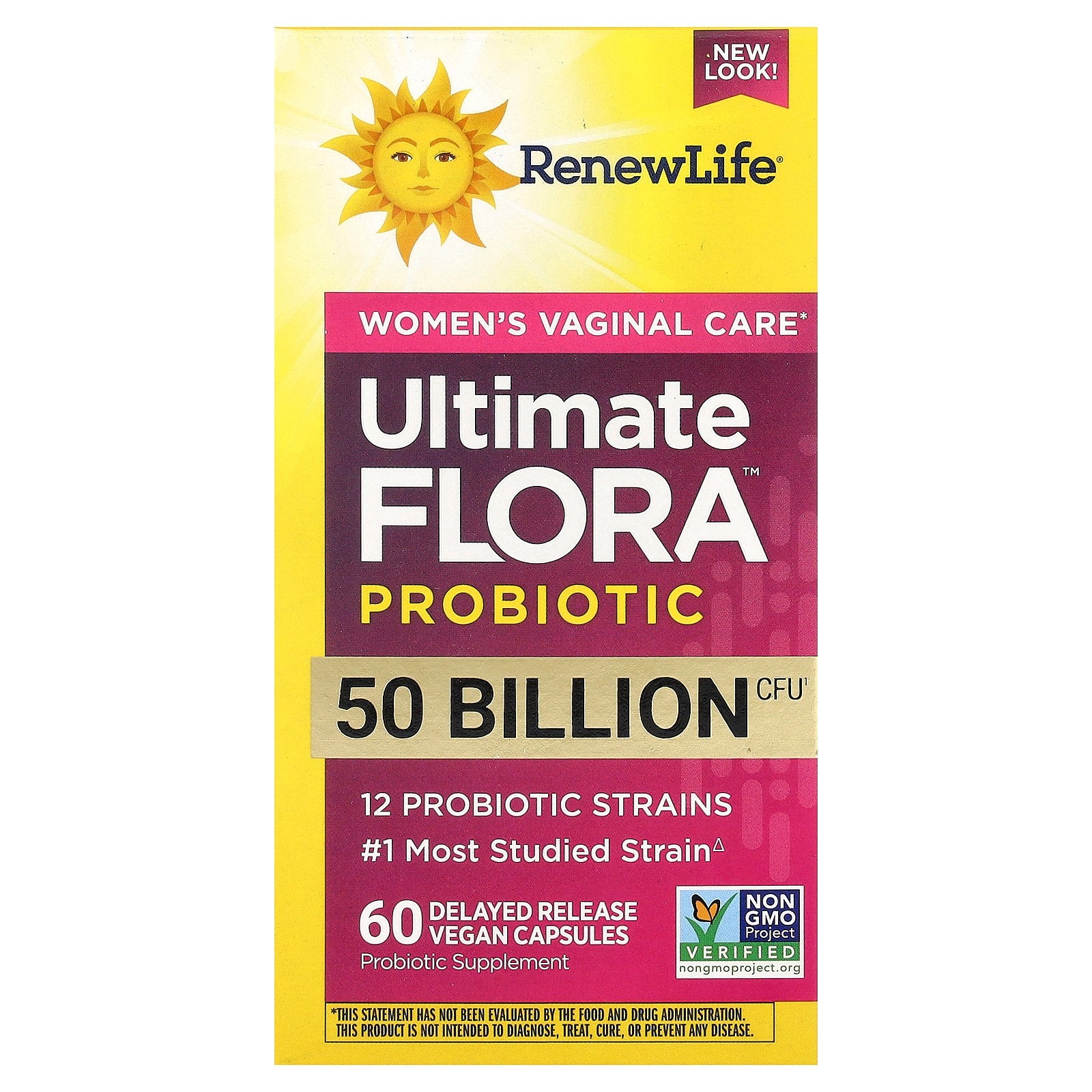 Renew Life, Ultimate Flora™ Probiotic, Women's Vaginal Care , 50 Billion CFU, 60 Delayed Release Vegan Capsules