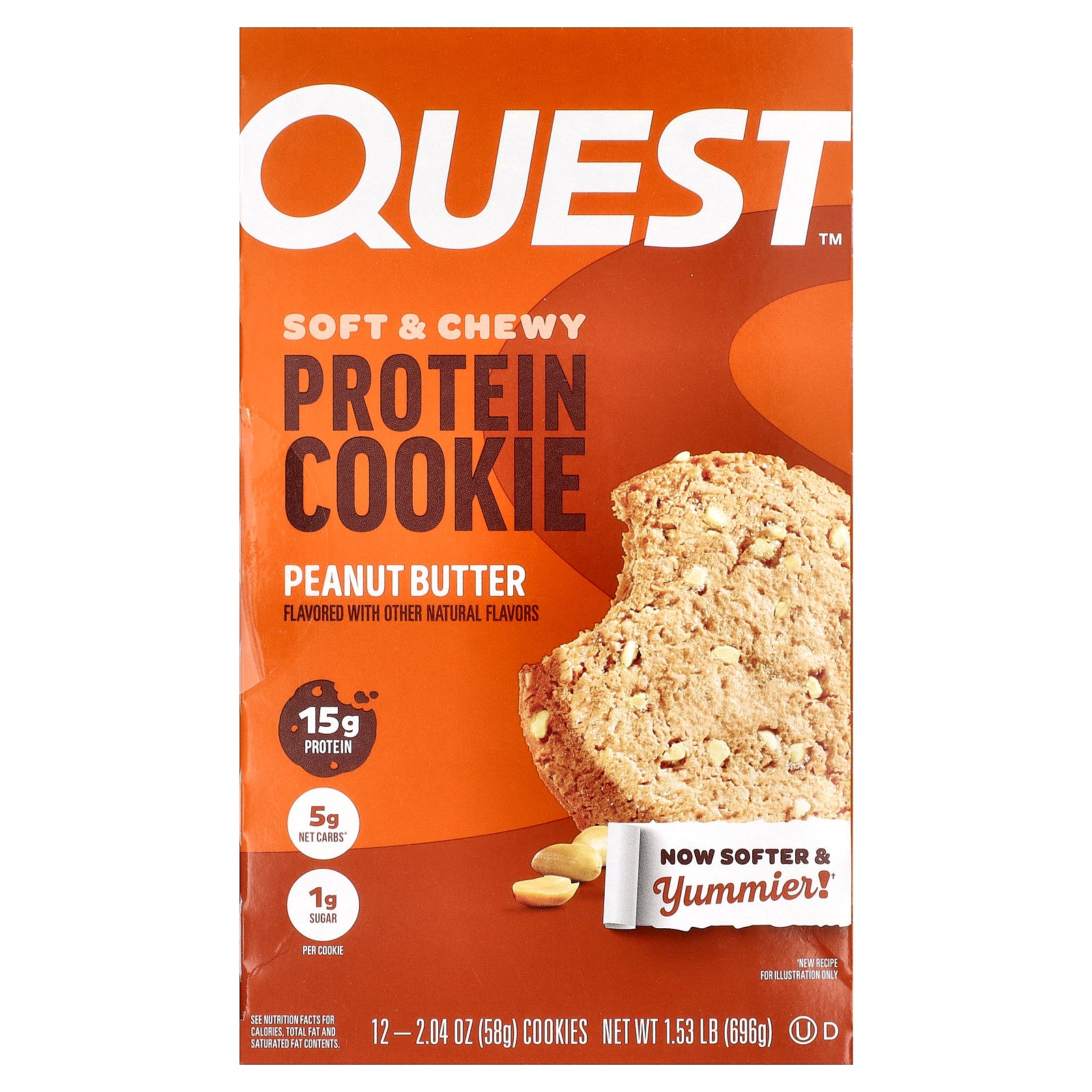 Quest Nutrition, Protein Cookie, Peanut Butter, 12 Cookies, 2.04 oz (58 g) Each