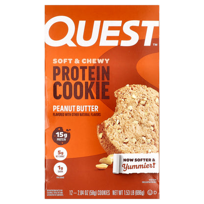 Quest Nutrition, Protein Cookie, Peanut Butter, 12 Cookies, 2.04 oz (58 g) Each
