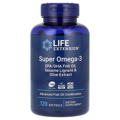 Life Extension, Super Omega-3, EPA/DHA Fish Oil, Sesame Lignans & Olive Extract, 120 Softgels