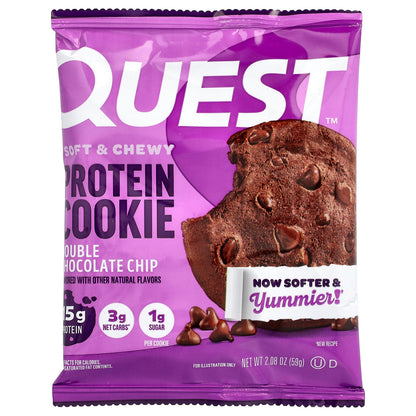 Quest Nutrition, Protein Cookie, Double Chocolate Chip, 12 Cookies, 2.08 oz (59 g) Each