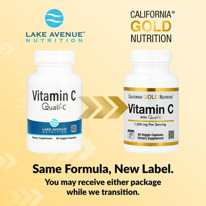 California Gold Nutrition, Vitamin C, Quali®-C, 1,000 mg, 60 Veggie Capsules