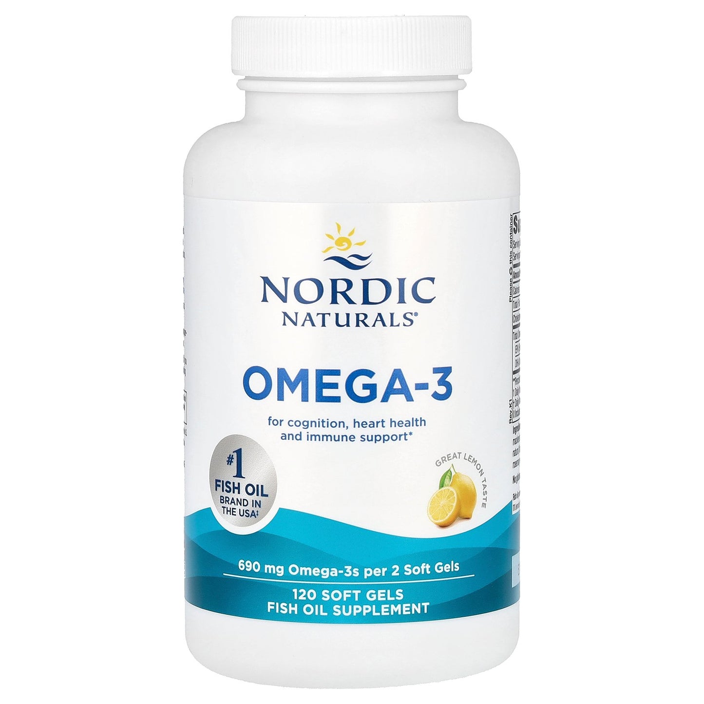 Nordic Naturals, Omega-3, Great Lemon, 690 mg, 120 Soft Gels (345 mg per Soft Gel)