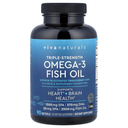 Viva Naturals, Omega-3 Fish Oil, Triple Strength, 2,500 mg, 90 Softgels