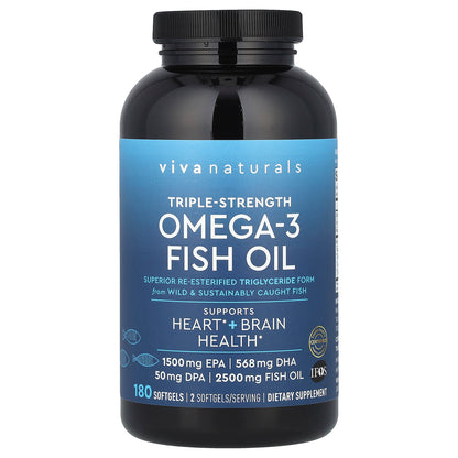 Viva Naturals, Omega-3 Fish Oil, Triple-Strength, 180 Softgels