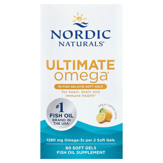 Nordic Naturals, Ultimate Omega®, Lemon, 60 Soft Gels (640 mg per Soft Gel)