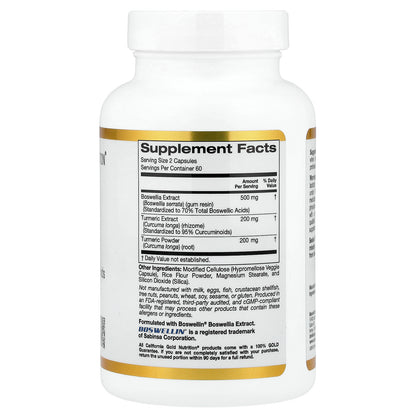 California Gold Nutrition, Boswellia Extract, Turmeric Curcumin Complex with Turmeric Extract and Turmeric Powder, 120 Veggie Capsules