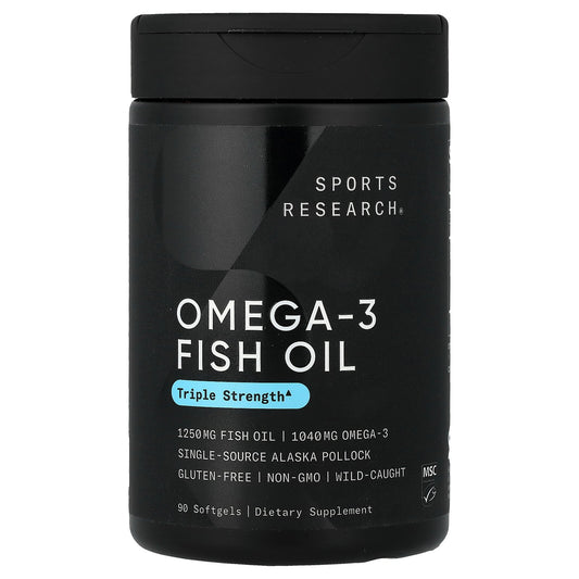 Sports Research, Omega-3 Fish Oil, Triple Strength, 90 Softgels