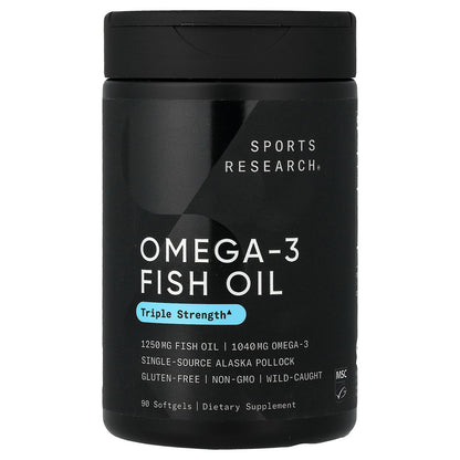 Sports Research, Omega-3 Fish Oil, Triple Strength, 90 Softgels