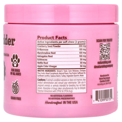 Natural Dog Company, Urinary & Bladder, For Dogs, All Ages , 90 Soft Chewable Bites, 9.5 oz (270 g)