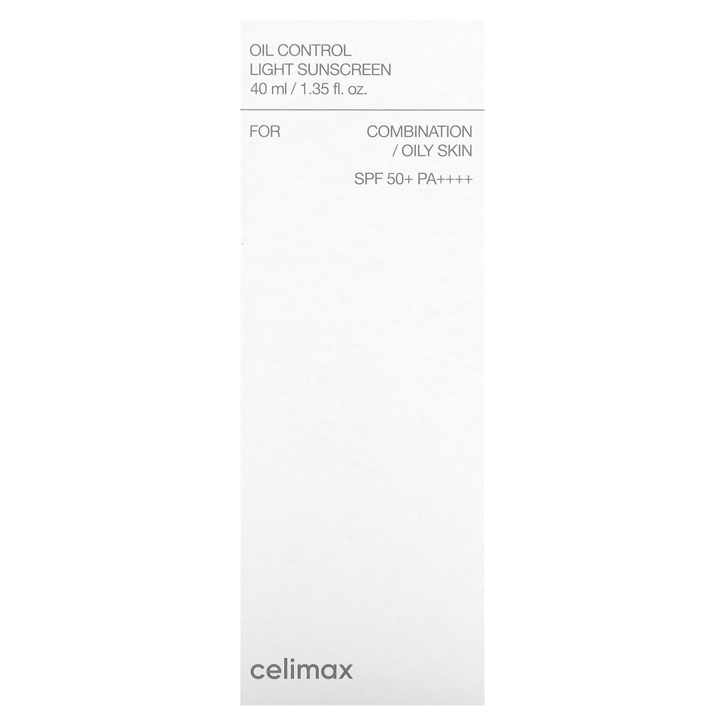 Celimax, Oil Control Light Sunscreen, Combination/Oily Skin, SPF 50+ PA++++, 1.35 fl oz (40 ml)
