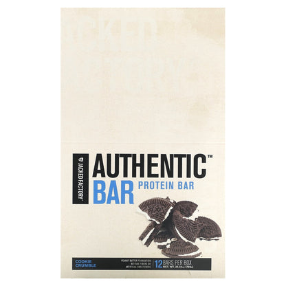 Jacked Factory, Authentic Bar, Protein Bar, Cookie Crumble, 12 Bars, 2.12 oz (60 g) Each