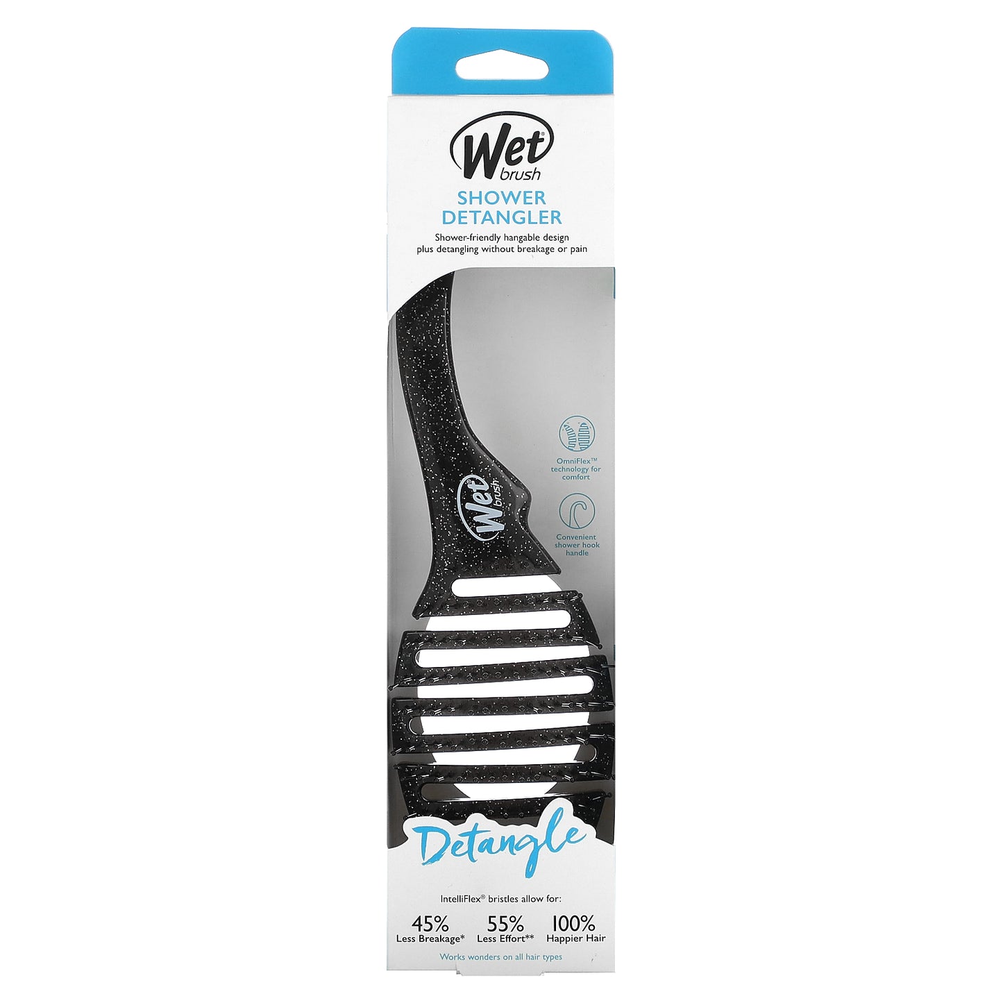 Wet Brush, Shower Detangler Brush, Black, 1 Brush
