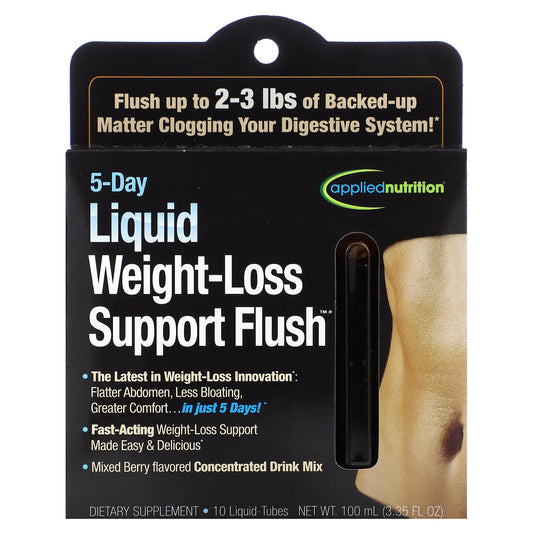 Applied Nutrition, 5-Day Liquid Weight-Loss Support Flush, Mixed Berry, 10 Liquid-Tubes, 3.35 fl oz (100 ml)