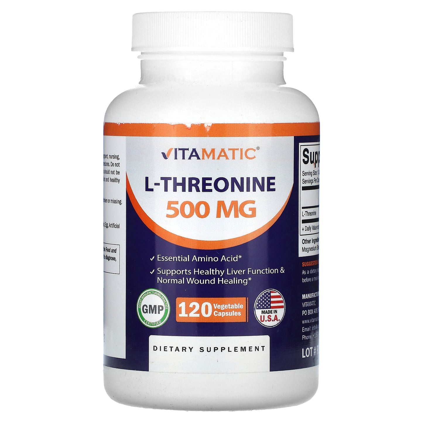 Vitamatic, L-Threonine, 500 mg , 120 Vegetable Capsules