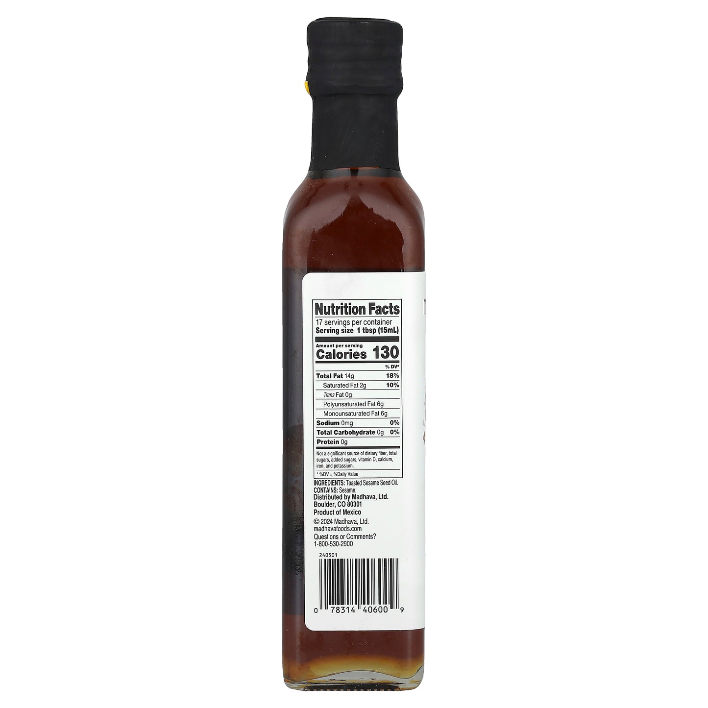 Madhava, Toasted Sesame Oil, 8.45 fl oz (250 ml)