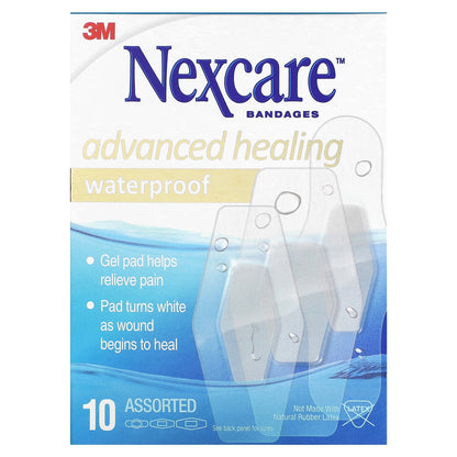 Nexcare, Advanced Healing Waterproof Bandages, 10 Assorted Sizes