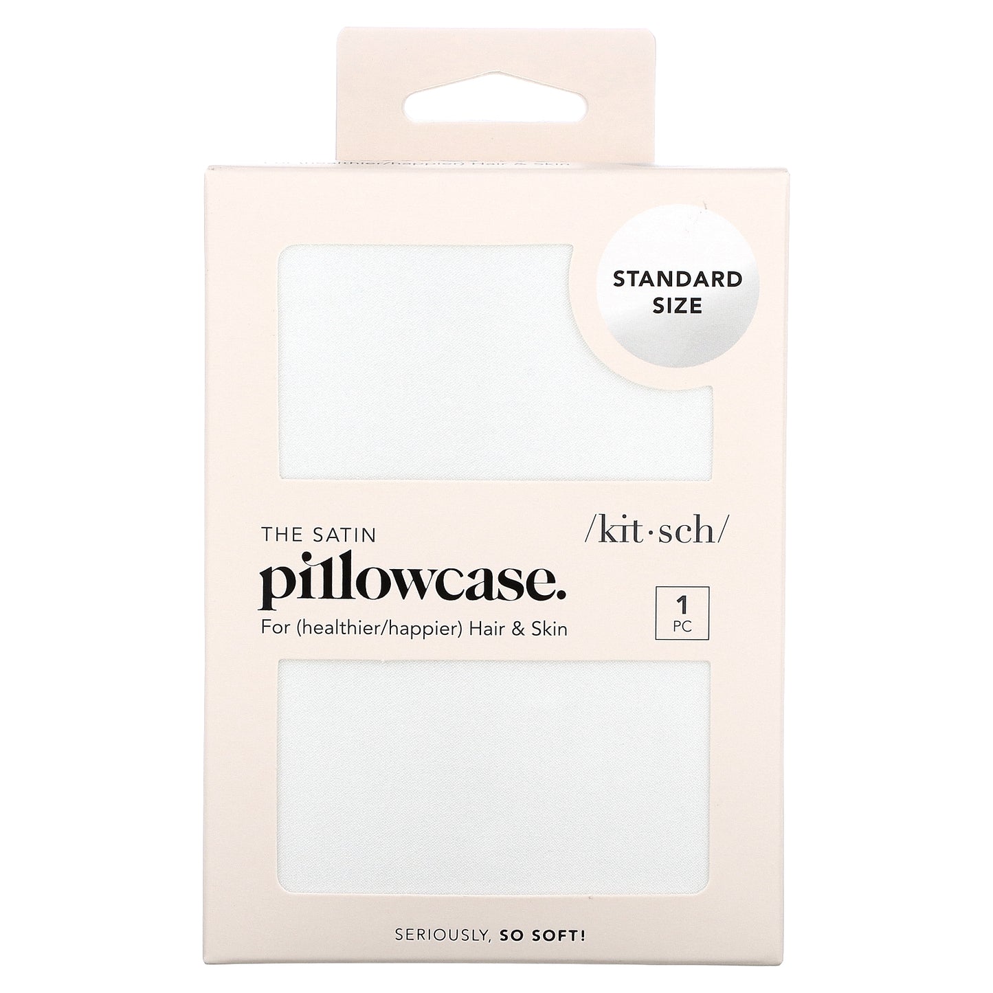 Kitsch, The Satin Pillowcase, Standard Size, Ivory, 1 Pillowcase