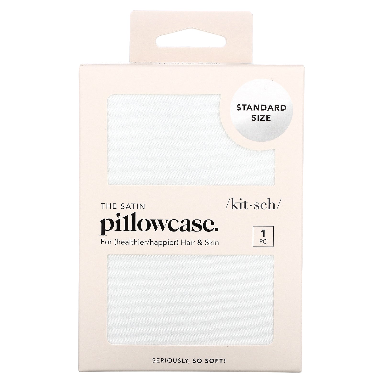 Kitsch, The Satin Pillowcase, Standard Size, Ivory, 1 Pillowcase