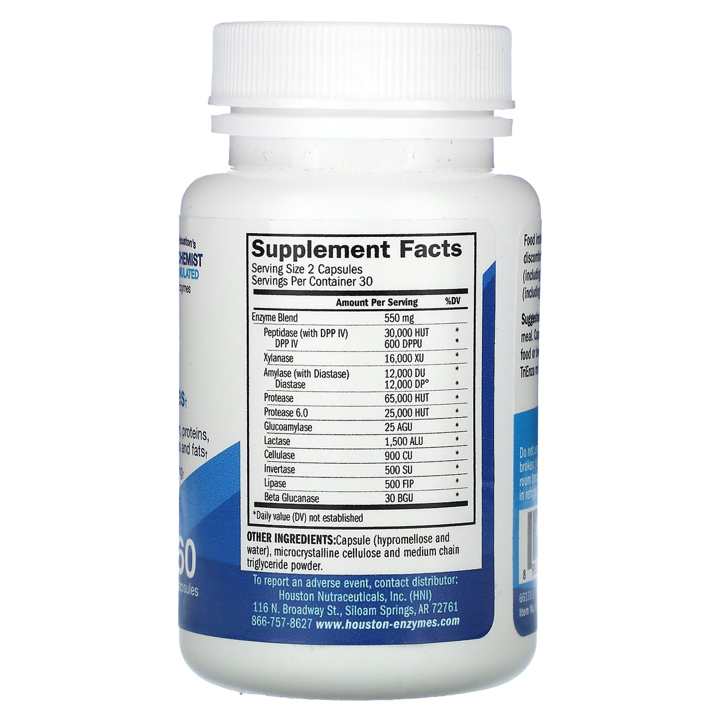 Houston Enzymes, TriEnza, Enzyme For Digestive Intolerances, 60 Capsules