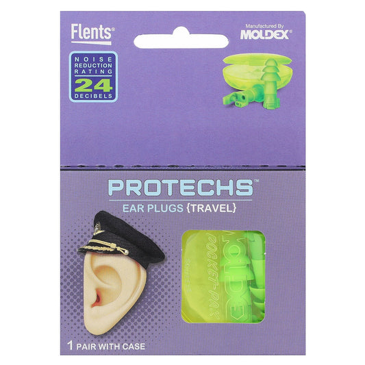 Flents, Protechs, Ear Plugs, Travel, 1 Pair with Case