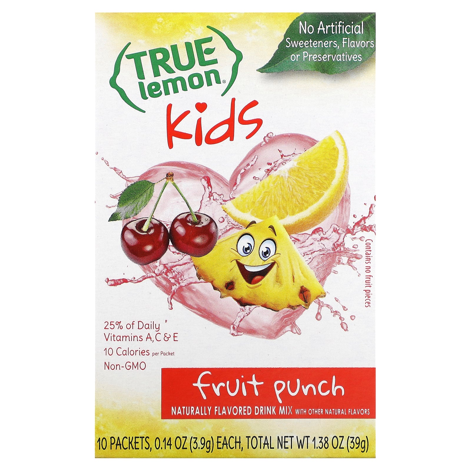 True Citrus, True Lemon, Kids Drink Mix, Fruit Punch, 10 Packets 0.14 oz (3.9 g) Each