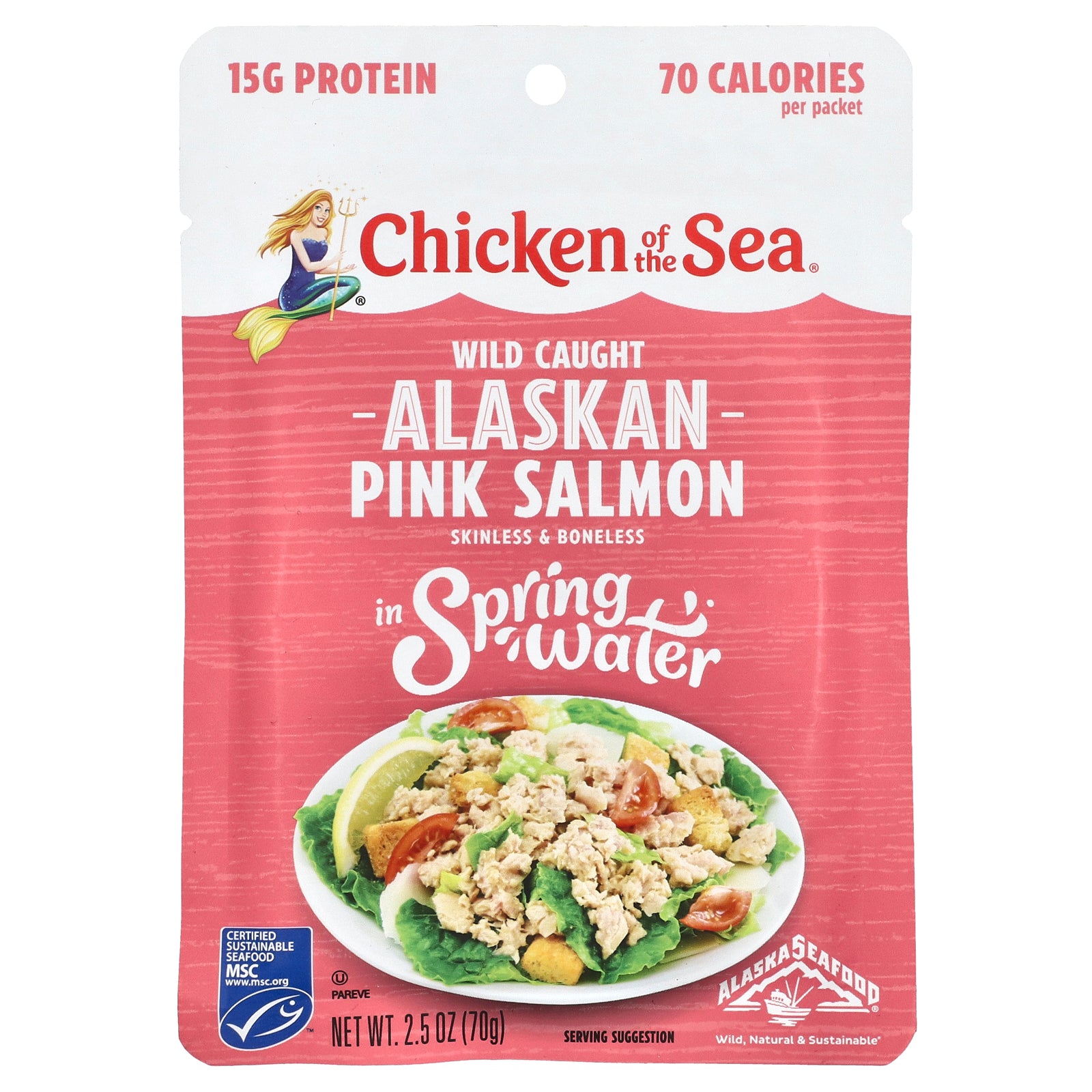 Chicken of the Sea, Wild Caught Alaskan Pink Salmon, In Spring Water, 2.5 oz (70 g)