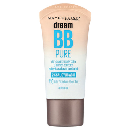 Maybelline, Dream BB Pure, Skin Clearing Beauty Balm, 110 Light/Medium Sheet Tint, 1 fl oz (30 ml)