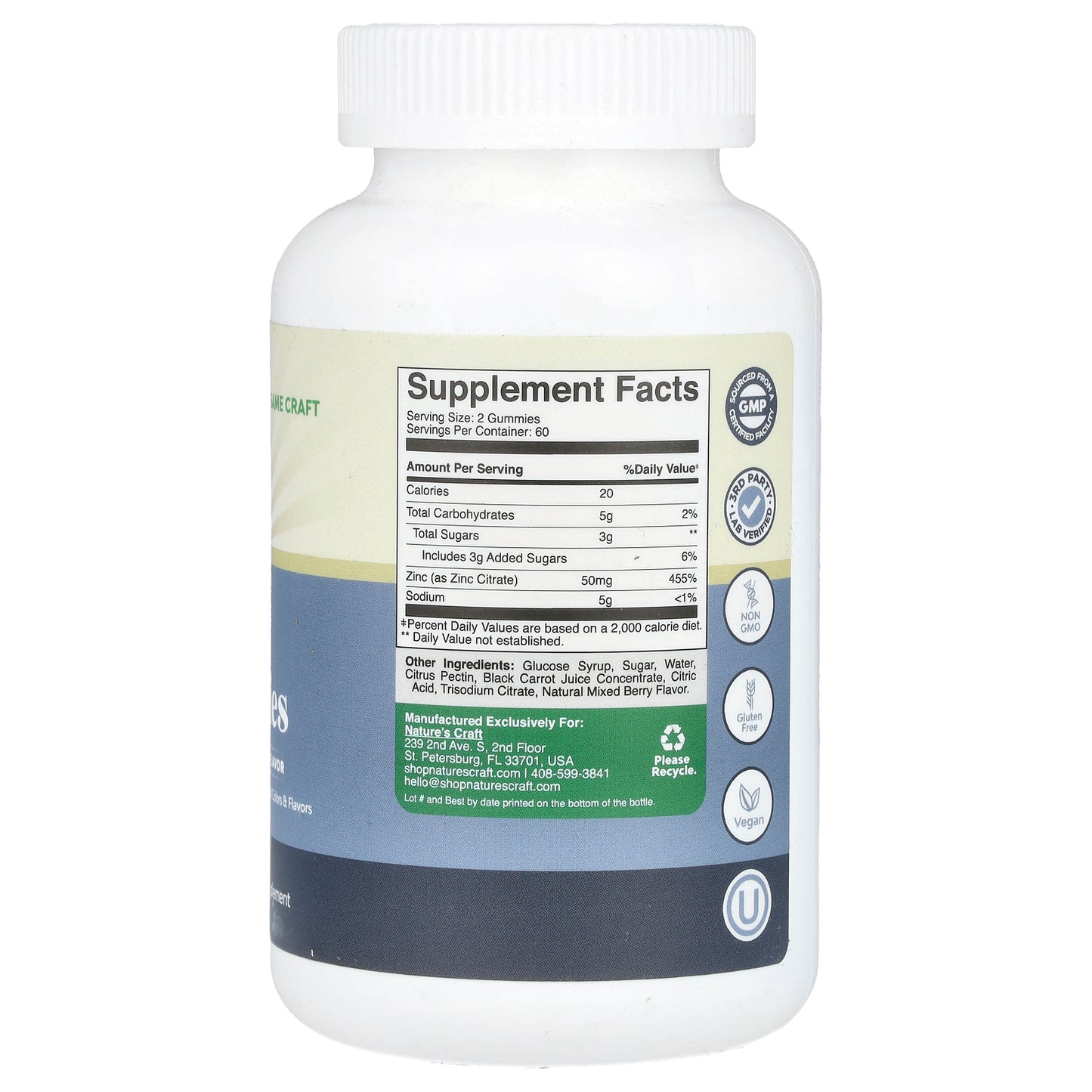 Nature's Craft, Zinc Gummies, Mixed Berry, 120 Gummies