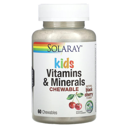 Solaray, Kids Vitamins & Minerals Chewable, Natural Black Cherry, 60 Chewables