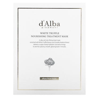 d'Alba, White Truffle Nourishing Treatment Beauty Mask, 5 Sheet Masks, 0.84 fl oz (25 ml) Each