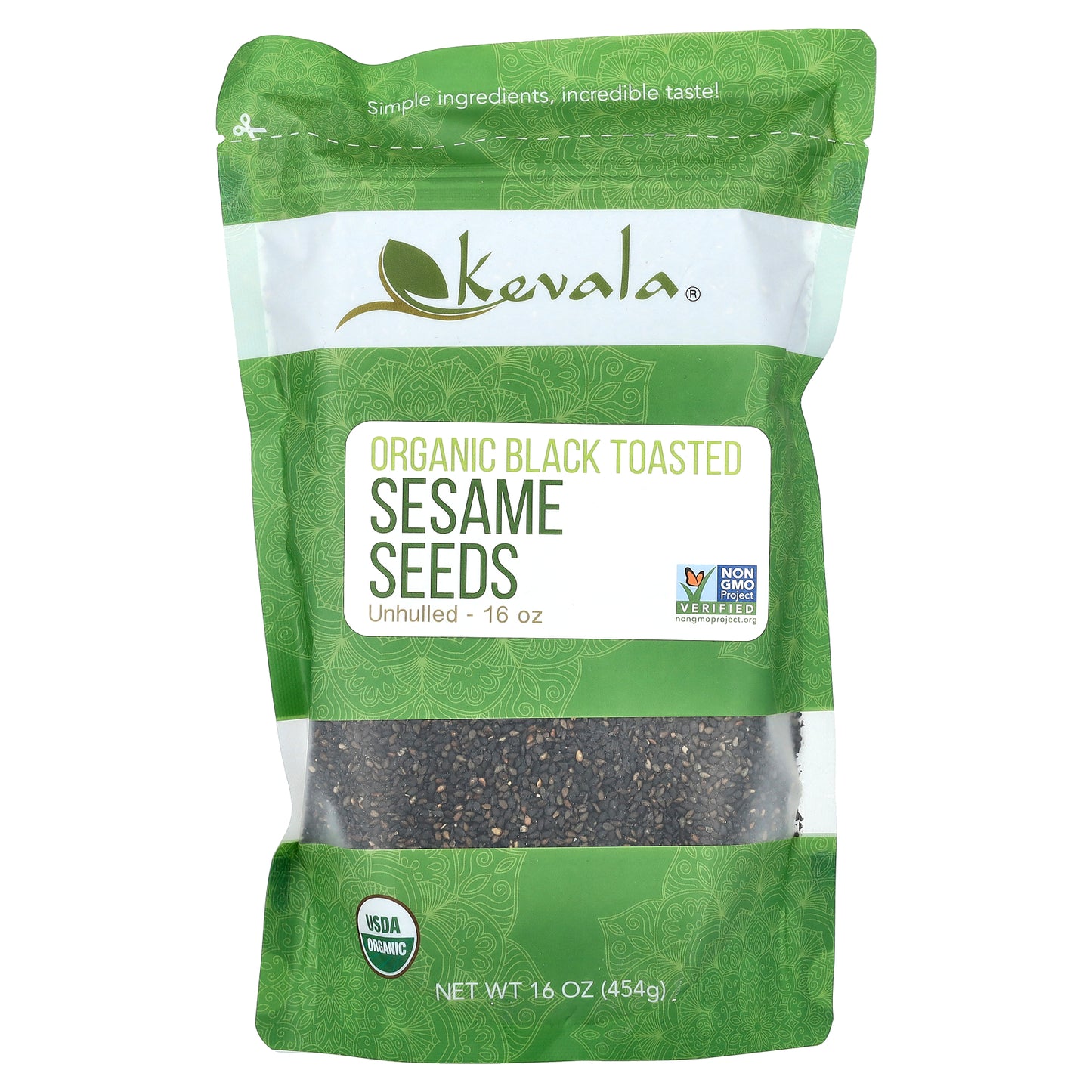 Kevala, Organic Black Toasted Sesame Seeds, Unhulled, 16 oz (454 g)