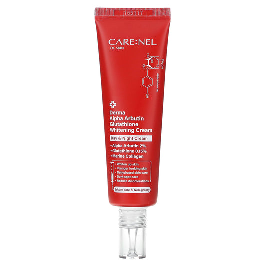 Care:Nel, Derma Alpha Arbutin Glutathione Whitening Cream, 1.52 fl oz (45 ml)