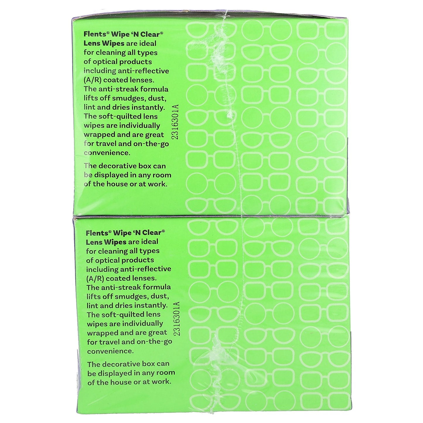 Flents, Wipe 'N Clear Lens Wipes, 2 Boxes, 75 Wipes Each