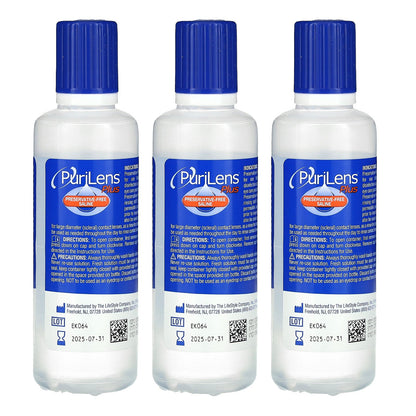Purilens, Plus Preservative-Free Saline, 3 Bottles, 4 fl oz (120 ml) Each