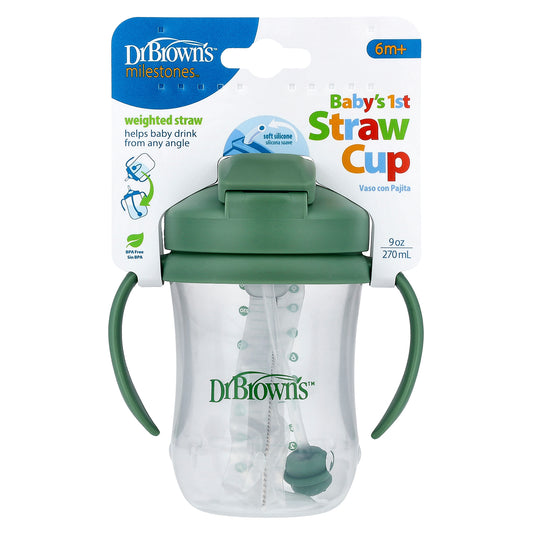 Dr. Brown's, Baby's 1st Straw Cup, 6 Months +, Olive Green , 9 oz (270 ml)