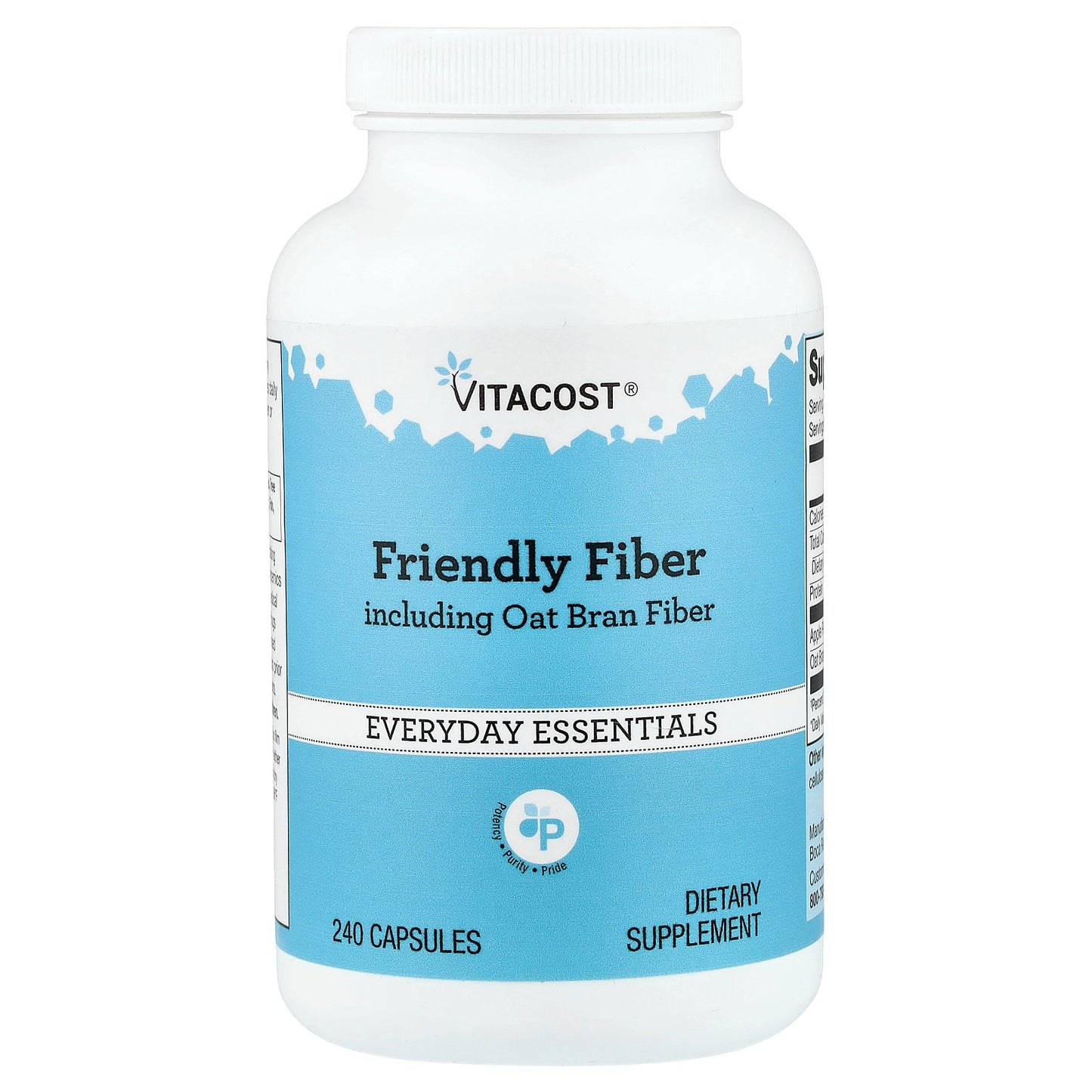 Vitacost, Friendly Fiber, Including Oat Bran Fiber, 240 Capsules