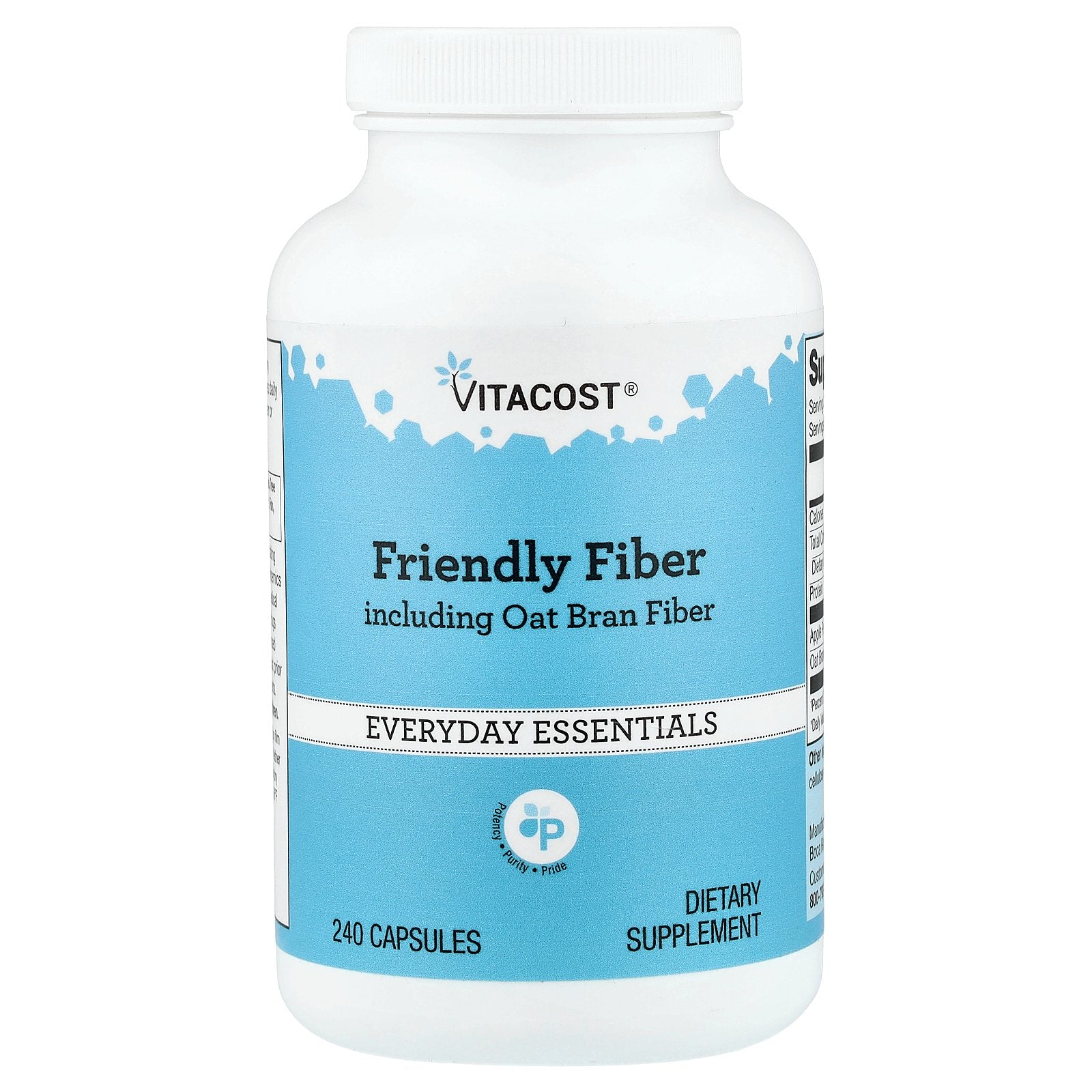 Vitacost, Friendly Fiber, Including Oat Bran Fiber, 240 Capsules