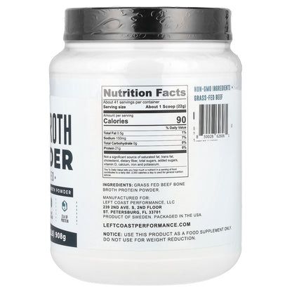 Left Coast Performance, Bone Broth Powder, Beef, 32 oz (908 g)