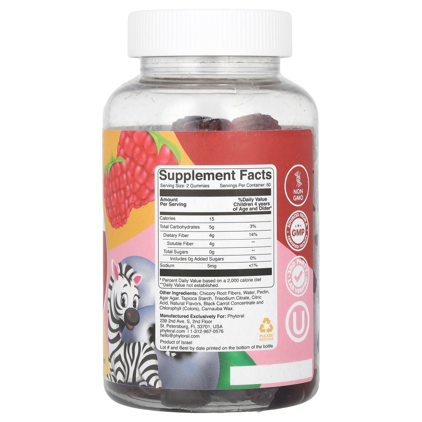 Phytoral, Kids, Fiber Gummies, Mixed Berry, 120 Gummies