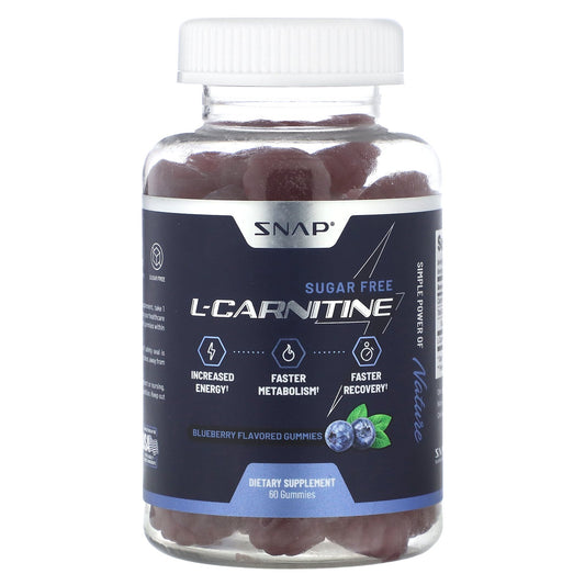 Snap Supplements, L-Carnitine Gummies, Blueberry, Sugar Free, 60 Gummies (250 mg per Gummy)