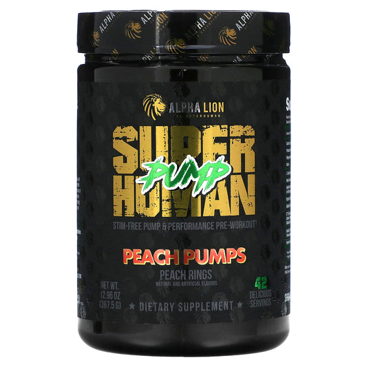 ALPHA LION, SuperHuman Pump, Peach Pumps, Peach Rings, 12.96 oz (367.5 g)