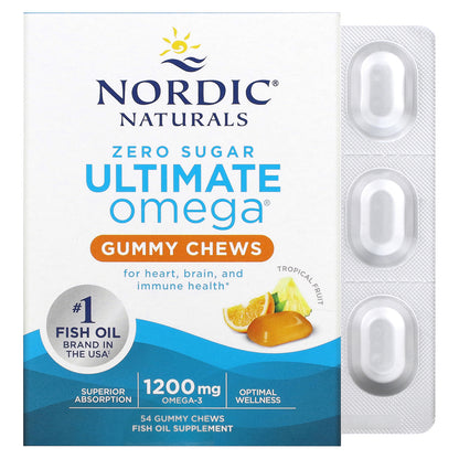 Nordic Naturals, Ultimate Omega, Tropical Fruit, 1,200 mg, 54 Gummy Chews (600 mg per Gummy)