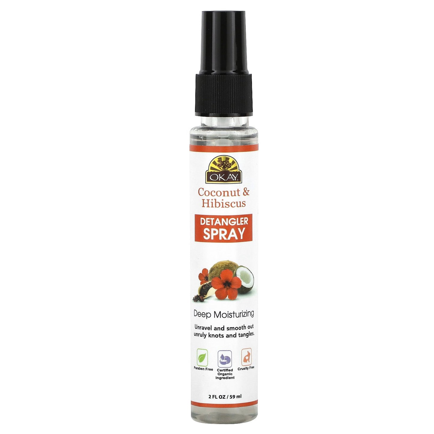 Okay Pure Naturals, Coconut & Hibiscus Detangler Spray, 2 fl oz (59 ml)